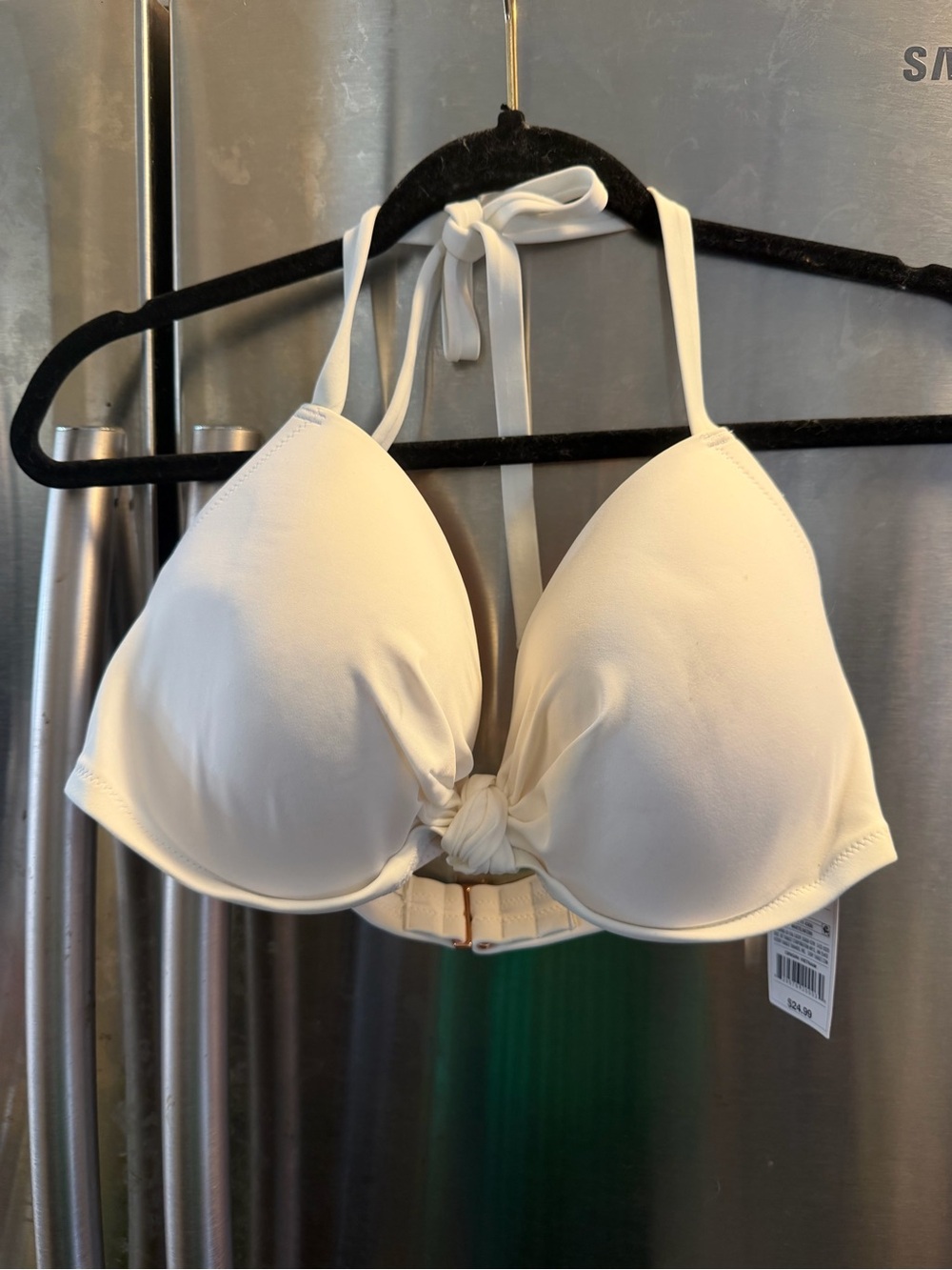 Shade & Shore Cream Halter Knot Push-Up Bikini Top